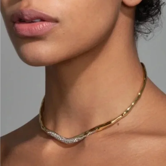 🎁ALEXIS BITTAR Solanales Gold Crystal Collar Necklace last 1 - Picture 4 of 9